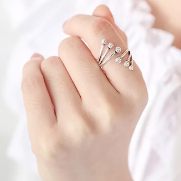 IRREGULAR BALL STERLING SILVER RING - Picture 2 of 3